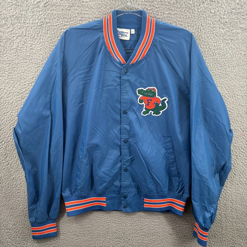 Vintage Florida Gators Jacket Men XL Blue Snap Bomber VTG Chalk Line Made In USA